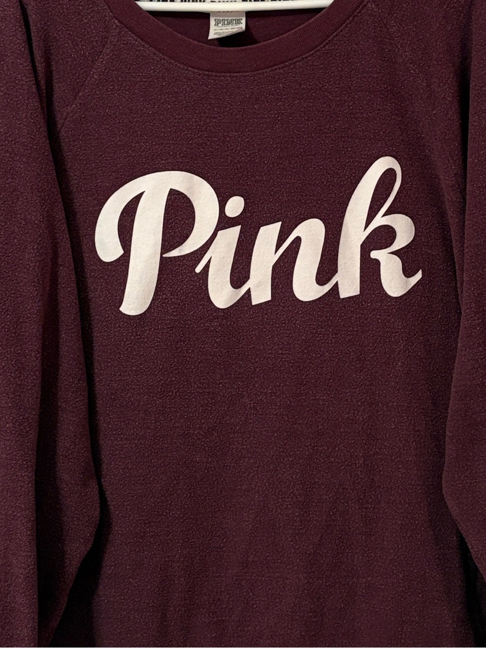 PINK Soft Maroon Graphic Spellout Athletic Sweatshirt - Picture 9 of 12
